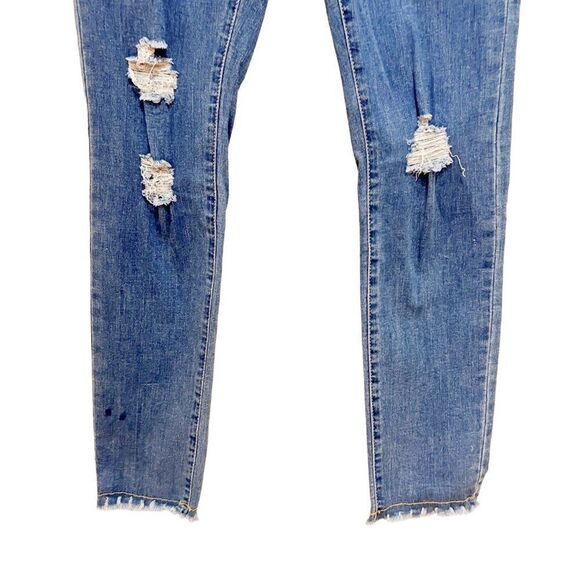 NWT Potili Medium Wash Skinny Distressed Stretch Blue Denim Jeans Retail $99 - Picture 8 of 12